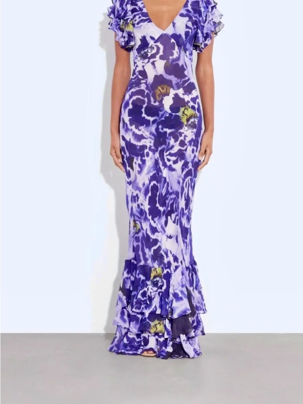 Rat & Boa Purple Floral Maxi Dress with Ruffled Hem